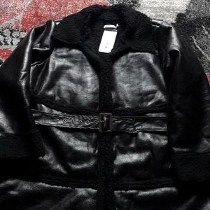 Black. Sherpa Trench Coat.